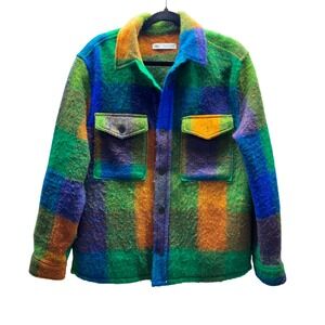 Zara Plaid Shacket Jacket Large Multicolor Overshirt Indie Streetwear Layering